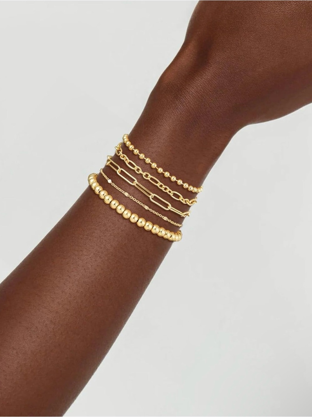 Gold Tone Layered Bracelet Stack Set 5-Piece-NIB
